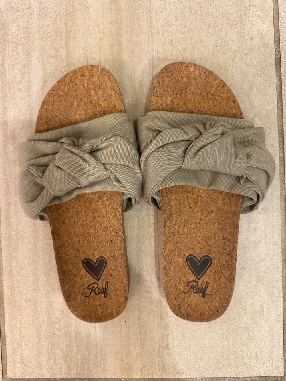 Reef Women's Green Knotted Cork Slide Sandals - Picture 1 of 5